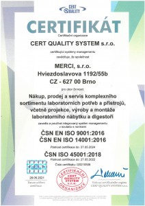 ČSN EN ISO 9001:2016, ČSN EN ISO 14001:2016, ČSN ISO 45001:2018